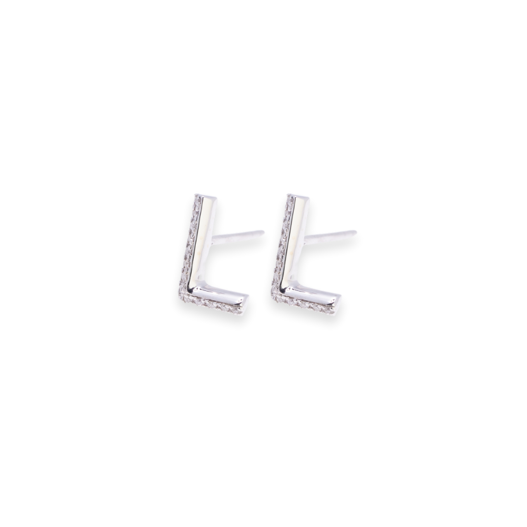 Letter L Stud 0.06ct Diamond Earrings