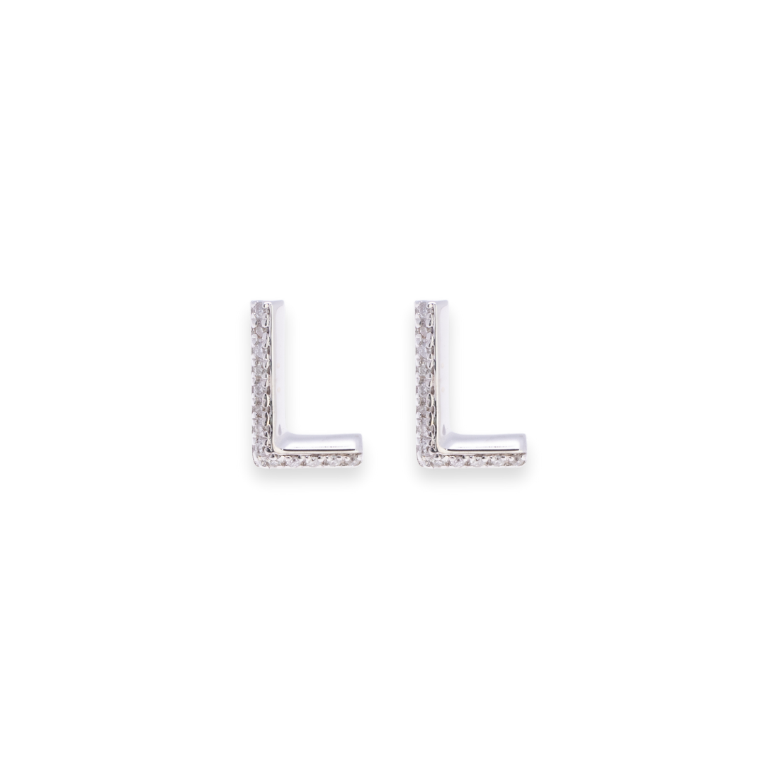 Letter L Stud 0.06ct Diamond Earrings