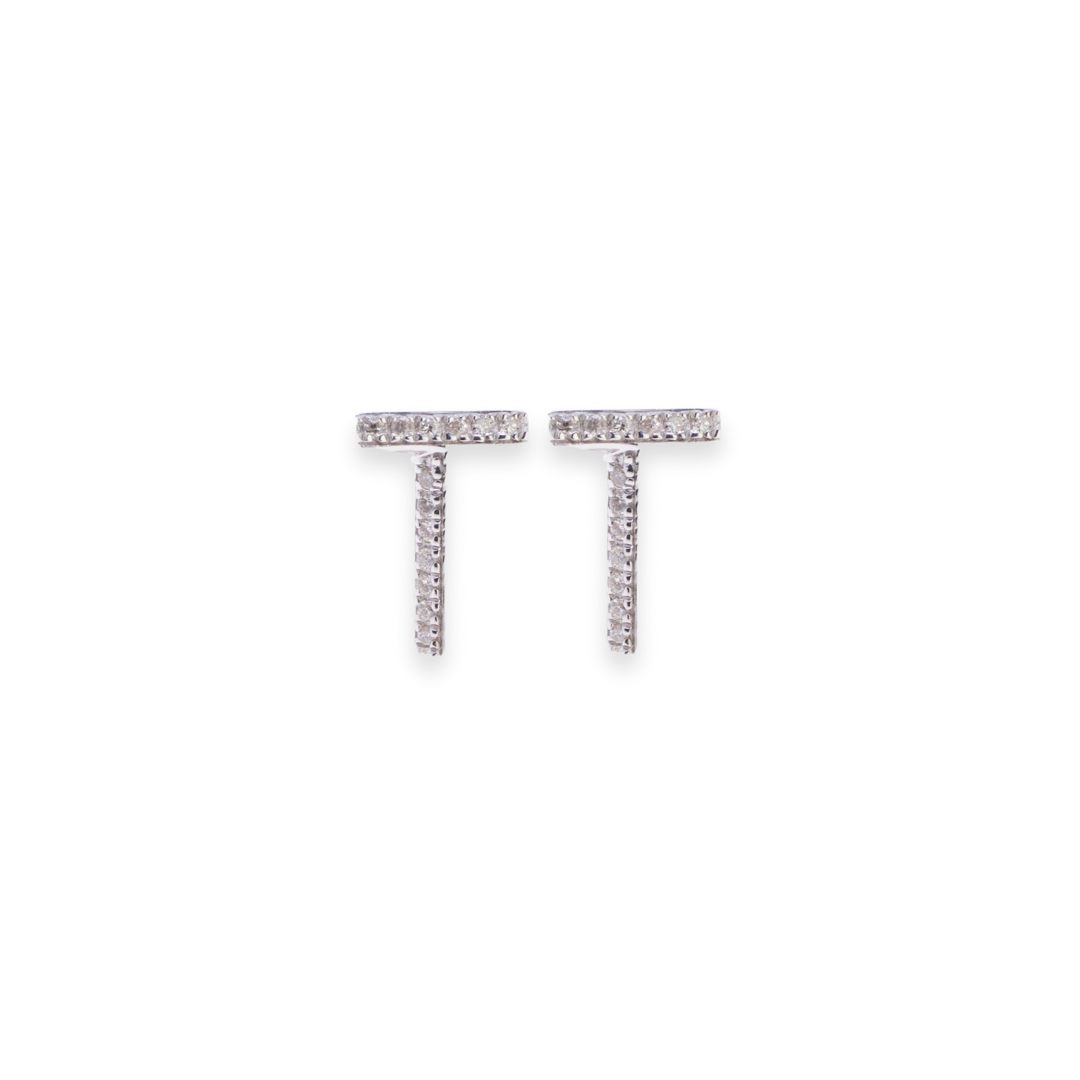 Letter T Stud 0.06ct Diamond Earrings