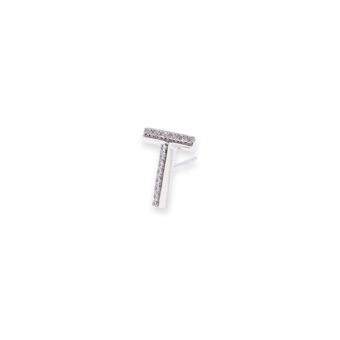 Letter T Stud 0.06ct Diamond Earrings