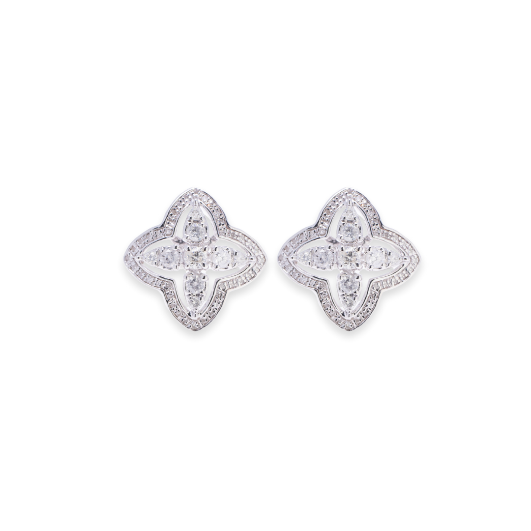 Clover Halo Stud 0.42ct Diamond Earrings