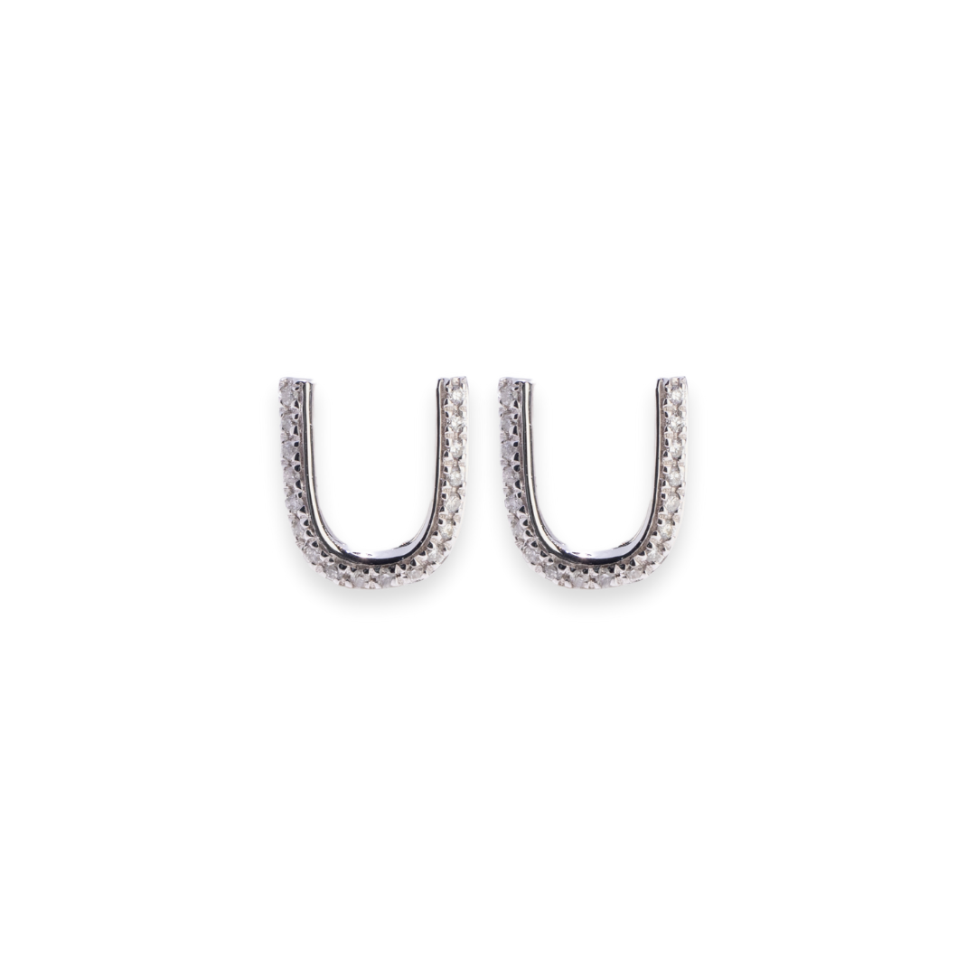 Letter U Stud 0.1ct Diamond Earrings