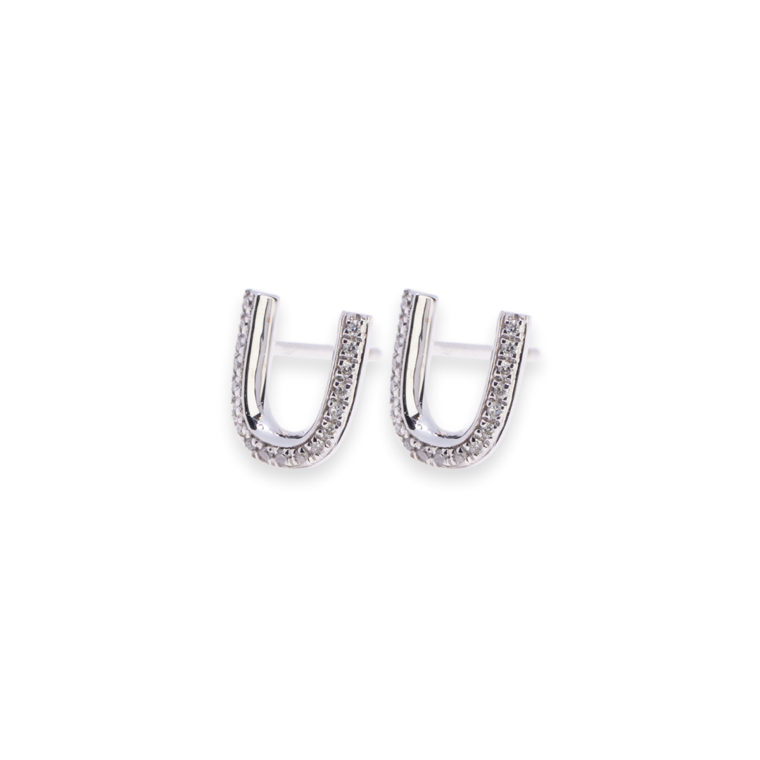 Letter U Stud 0.1ct Diamond Earrings