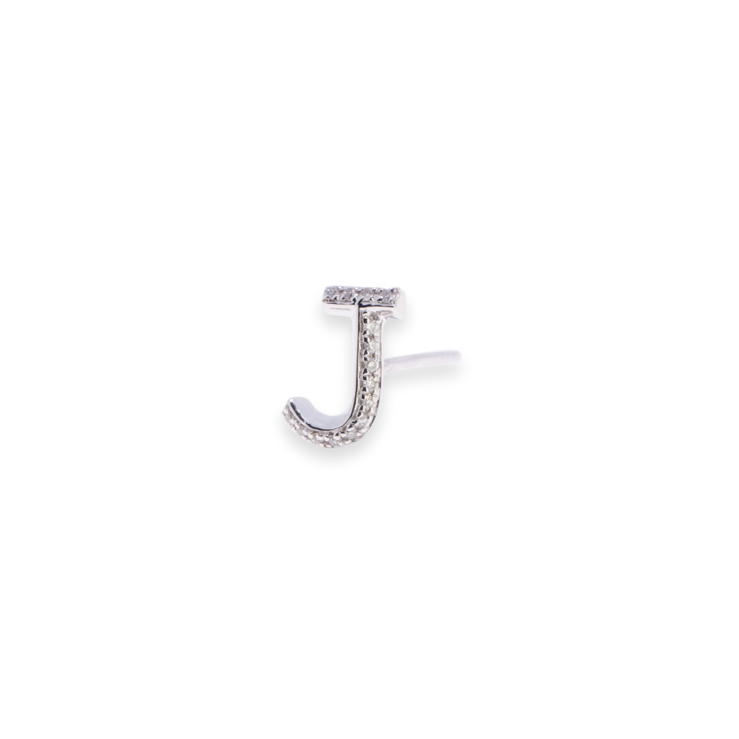 Letter J Stud 0.06ct Diamond Earrings