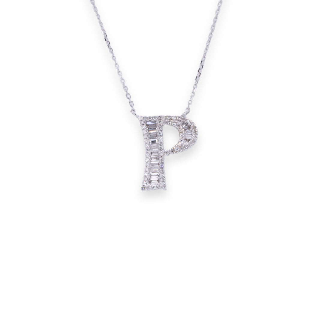 Letter P 0.38ct Diamond Necklace