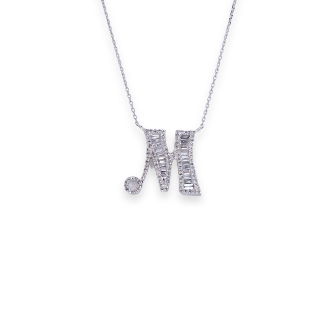 Letter M 0.6ct Diamond Necklace