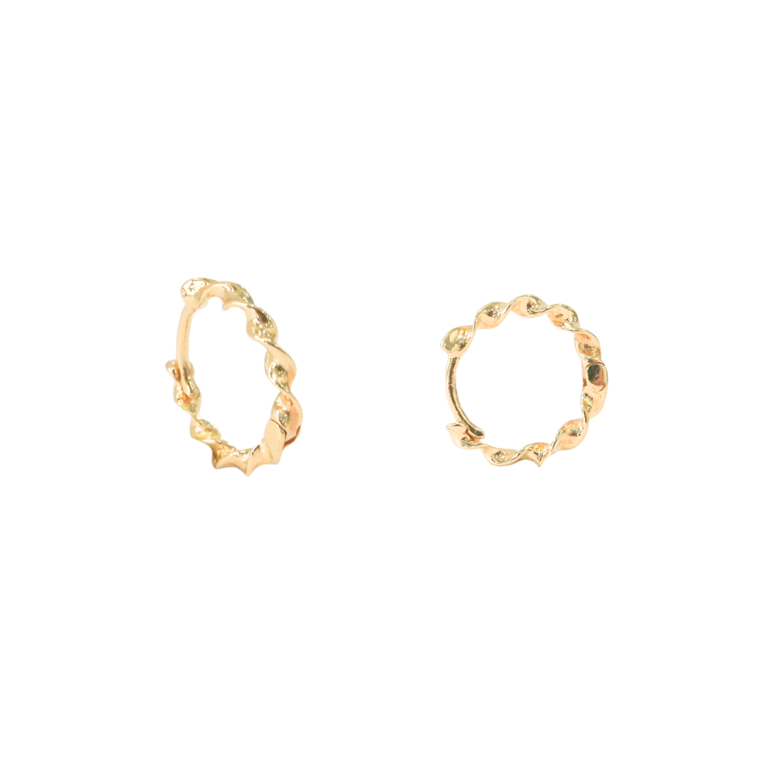 14K Yellow Gold Twisted Hoops Earrings