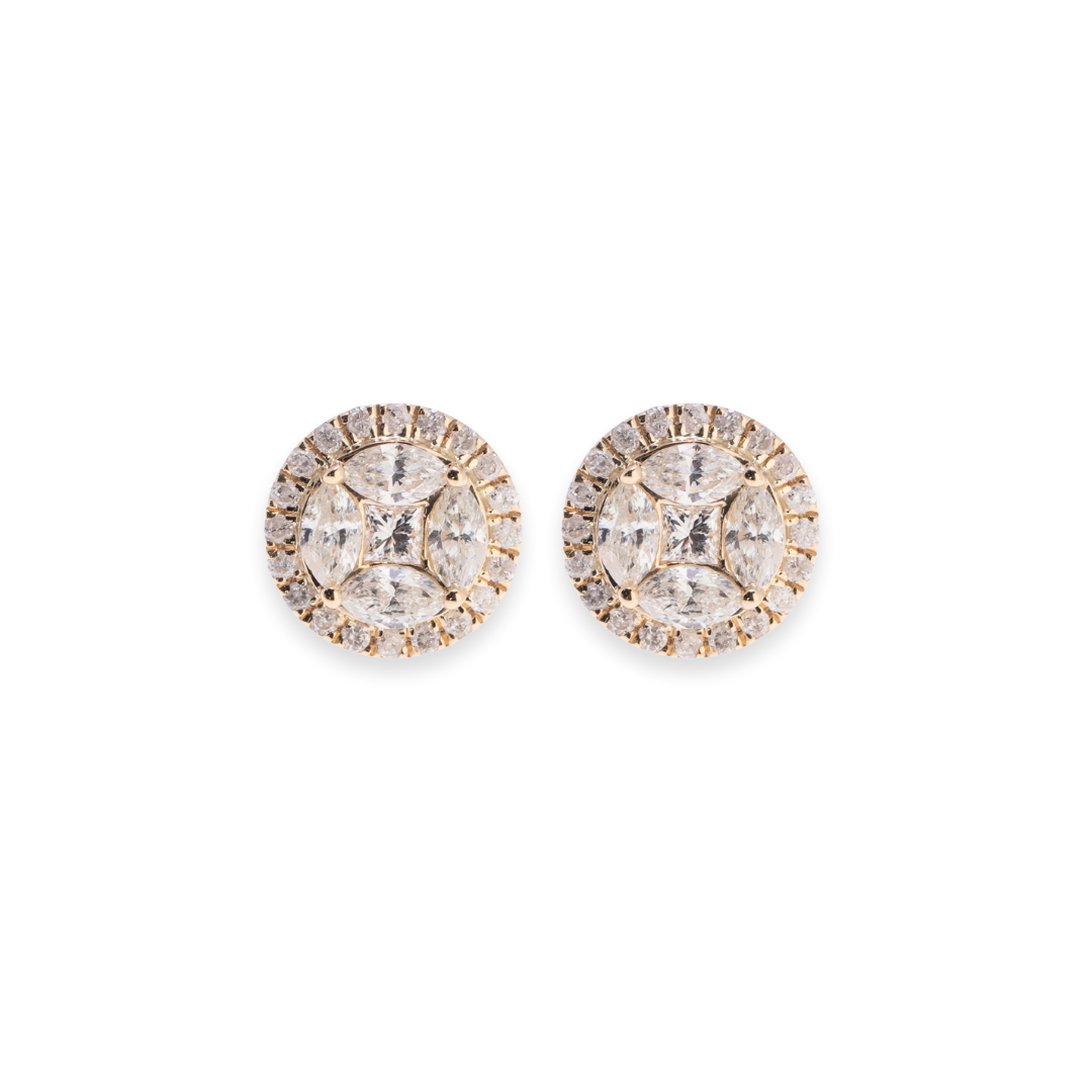 1st Gen Illusion Stud 1.32ct Diamond Earrings