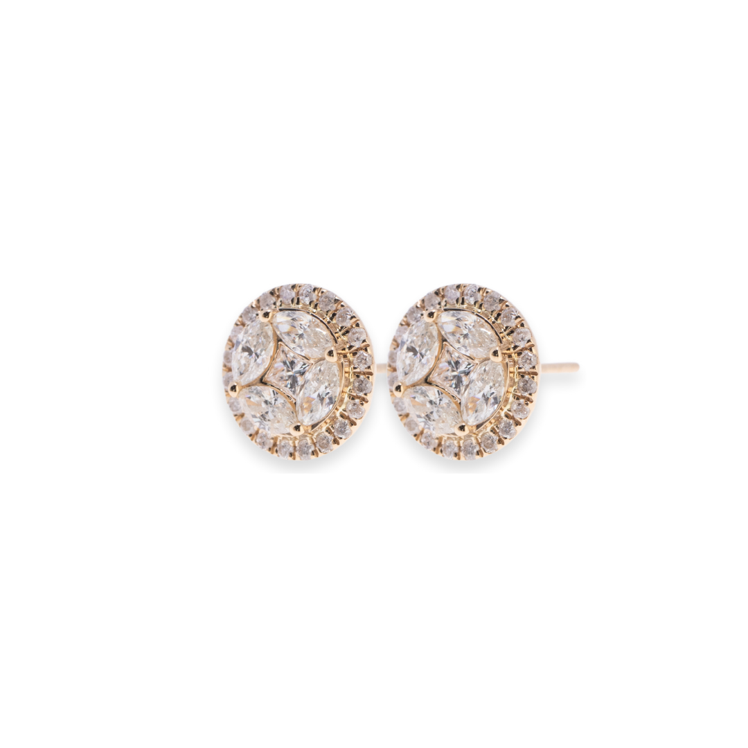 1st Gen Illusion Stud 1.32ct Diamond Earrings