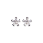 Load image into Gallery viewer, Flower Round &amp; Baguette 0.431ct Diamond Earrings
