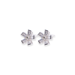 Load image into Gallery viewer, Flower Round &amp; Baguette 0.431ct Diamond Earrings
