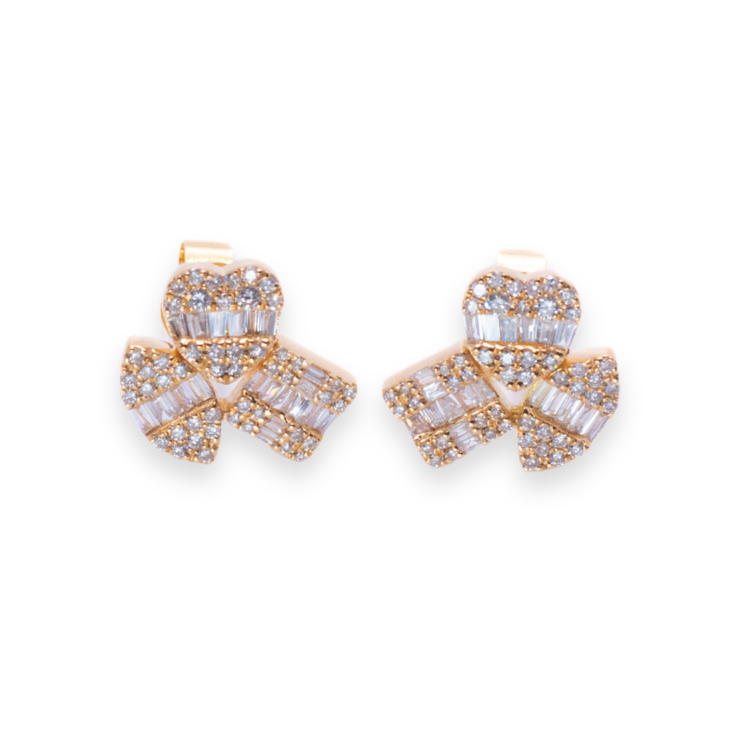 Cluster Illusion Round & Baguette 0.58ct Diamond Earrings