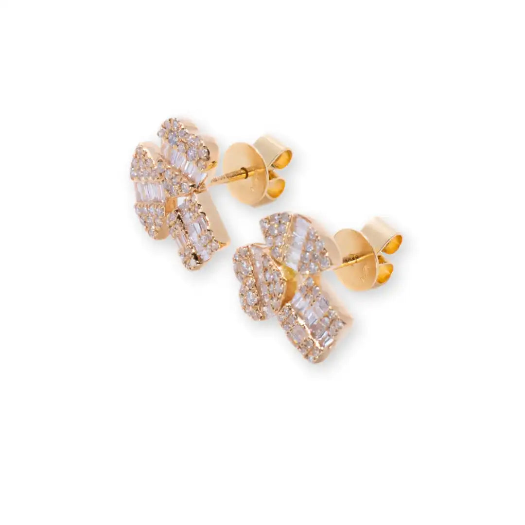 Cluster Illusion Round & Baguette 0.58ct Diamond Earrings