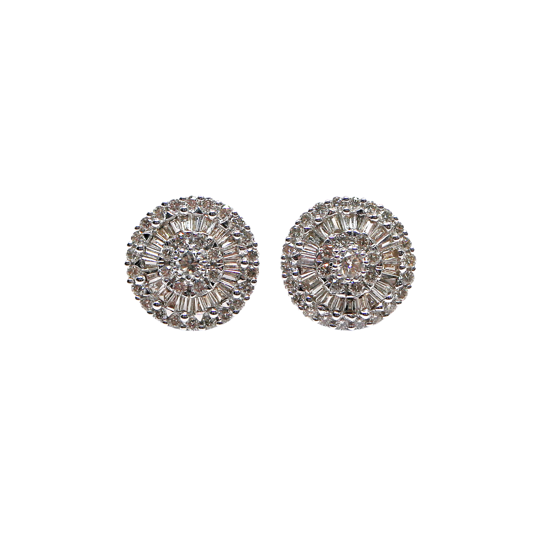 Round Baguette & Round 1ct Diamond Earrings