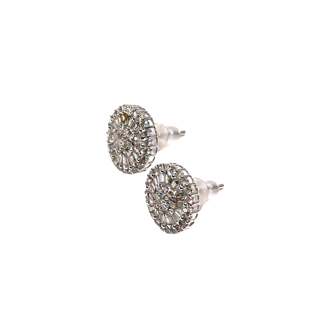 Round Baguette & Round 1ct Diamond Earrings