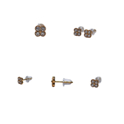 18K Yellow Gold Clover Round 0.4ct Diamond Earrings