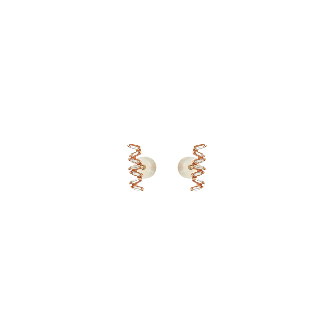 18K Yellow Gold Dainty Baguette 0.2ct Diamond Earrings