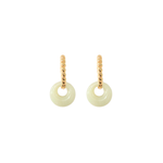 Load image into Gallery viewer, 18K Yellow Gold Twisted Round Hoops w/ Jade Earrings