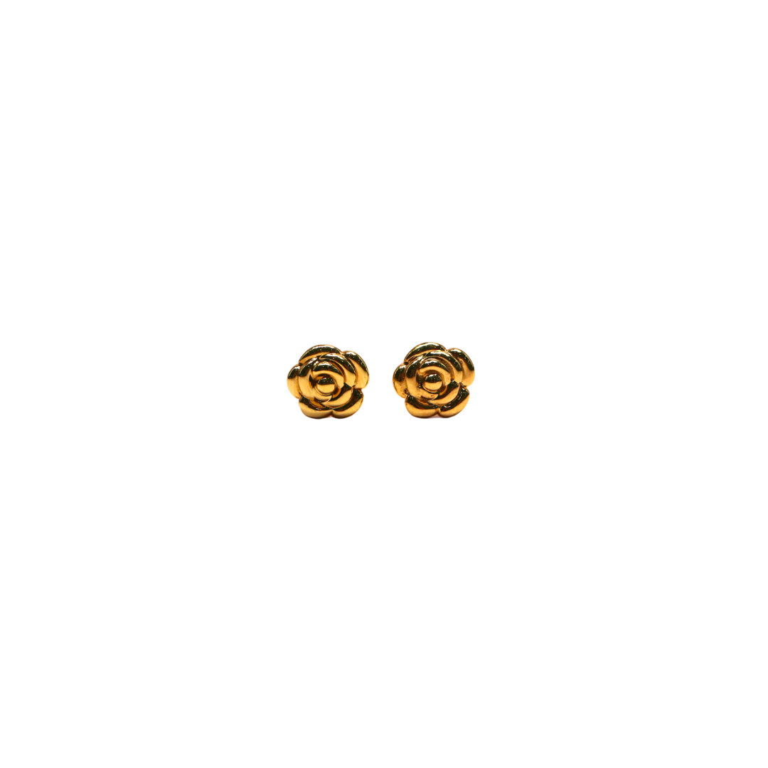18K Yellow Gold Dainty Rose Earrings