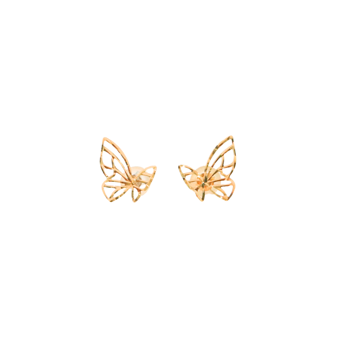 18K Yellow Gold Butterfly Stud Earrings