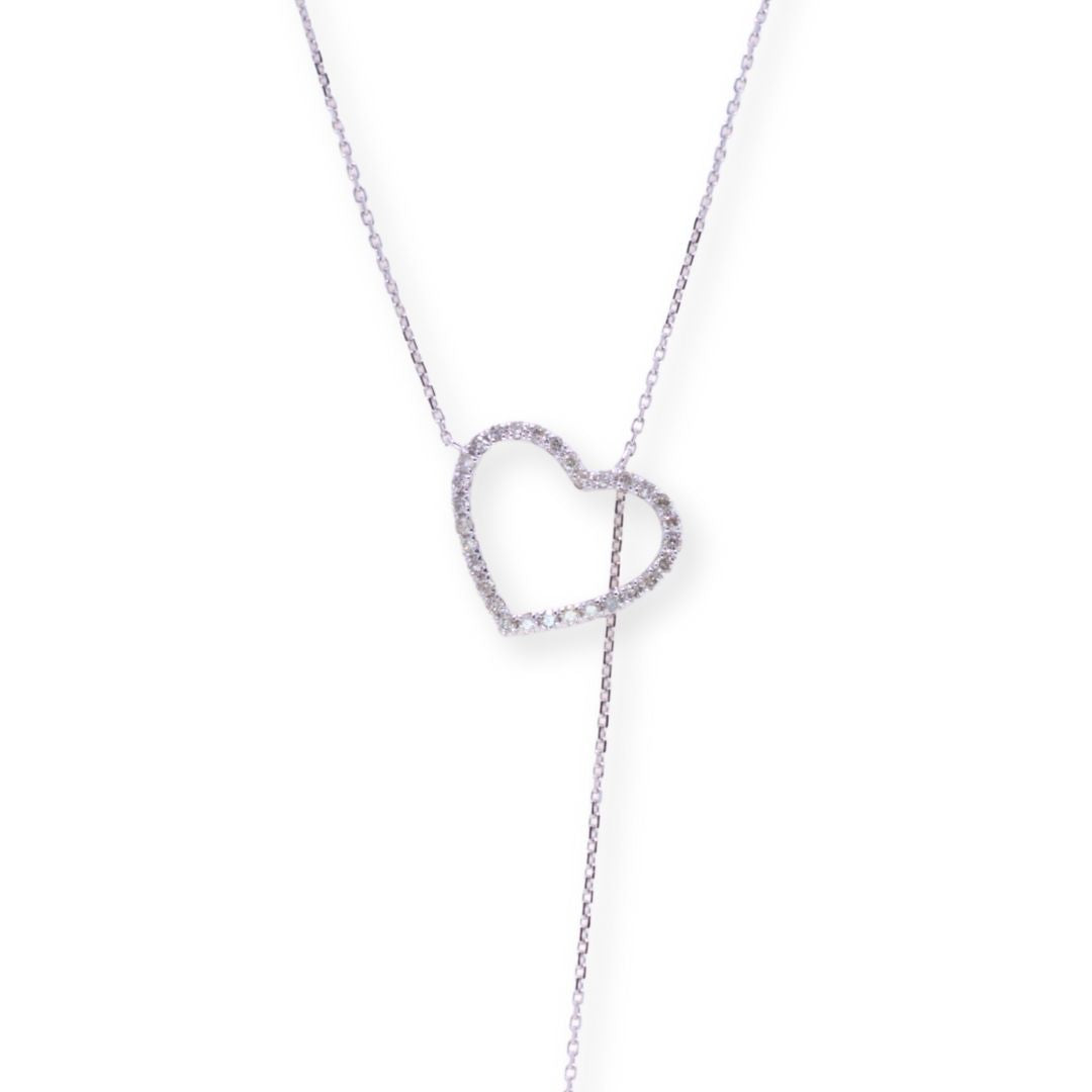 Double Heart Drop Round 0.26ct Diamond Necklace