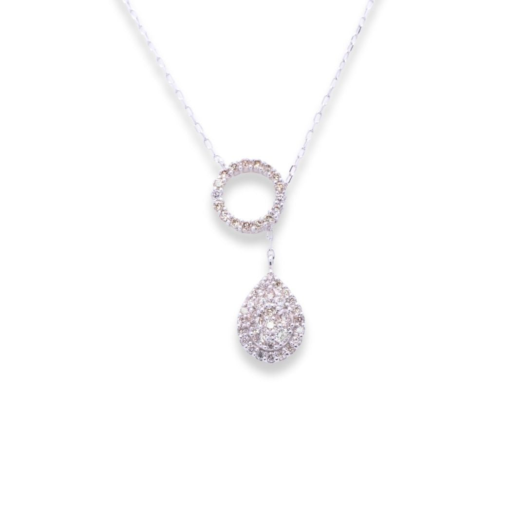 Pear Illusion Drop Round 0.55ct Diamond Necklace