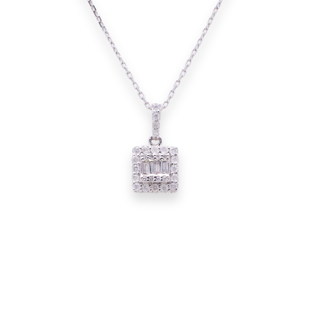 Square Stud 0.2ct Diamond Necklace