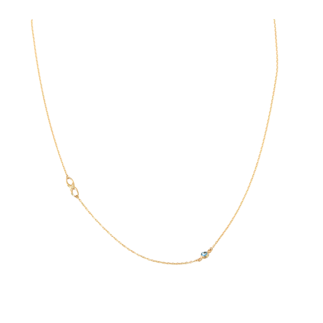 14K Yellow Gold Evil Eye with Infinity Necklace