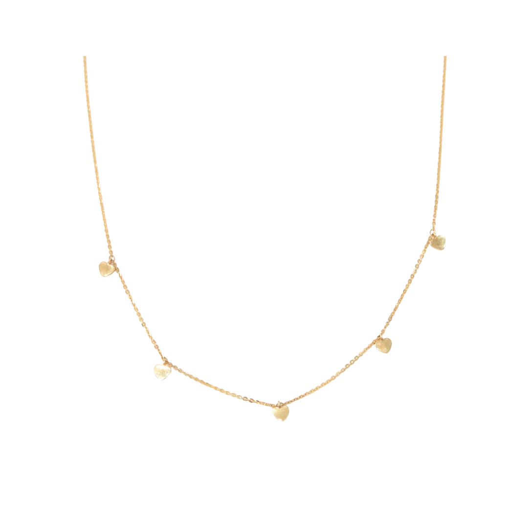 14K Yellow Gold Heart - Station Necklace