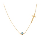 Load image into Gallery viewer, 14K Yellow Gold Evil Eye with Cross Necklace