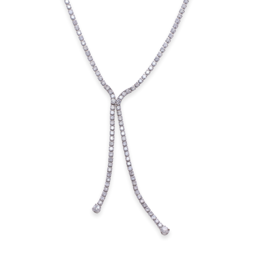 Half Tennis Drop Round 2ct Diamond Necklace