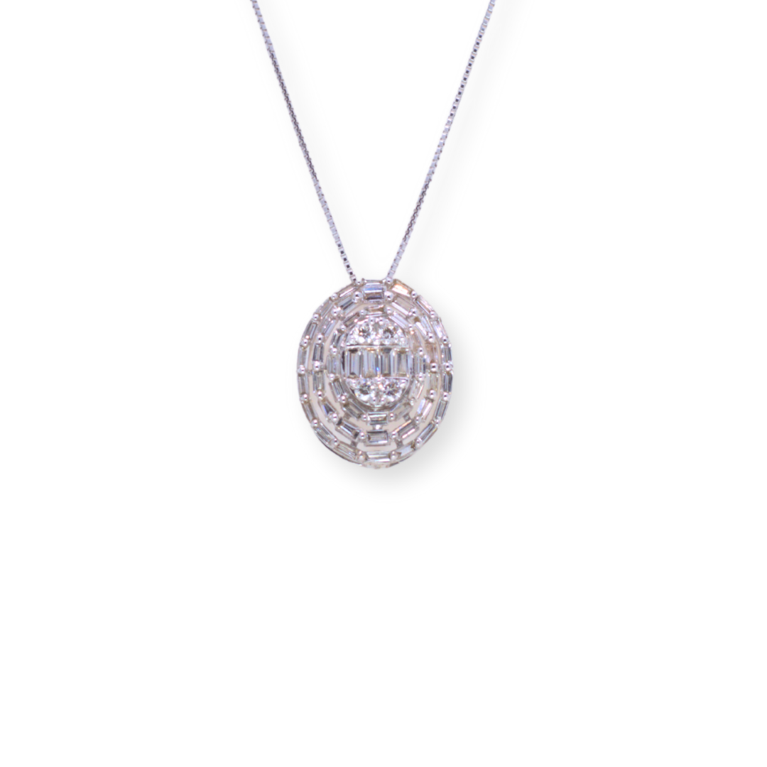 Oval Round & Baguette 0.8ct Diamond Necklace