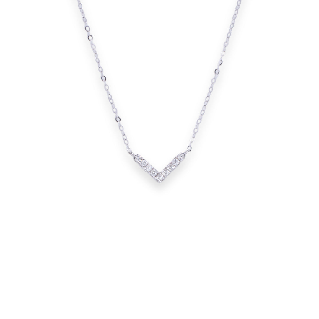 V Round 0.11ct Diamond Necklace