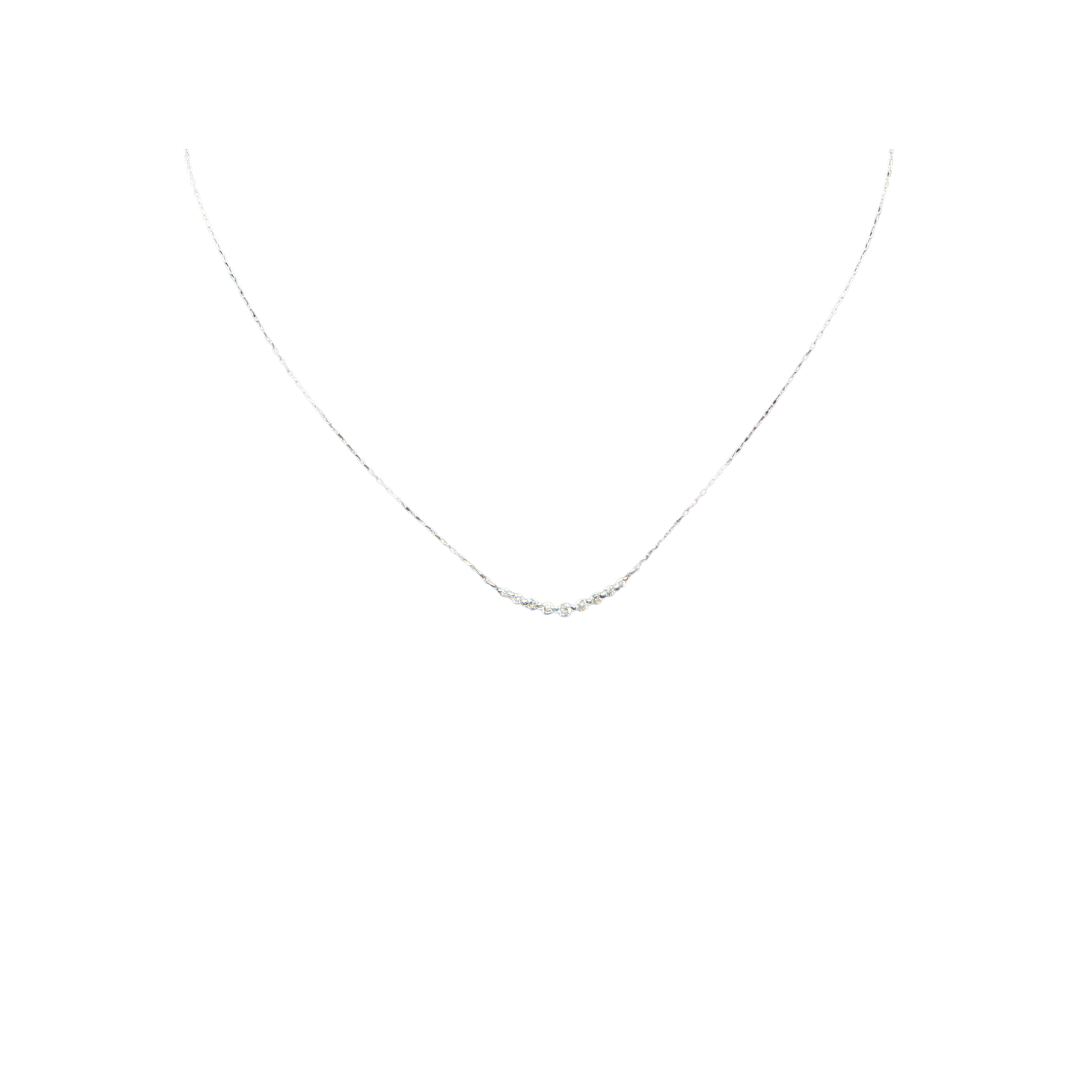 18K White Gold Smiley Round 0.1ct Diamond Necklace