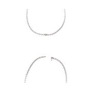 18K White Gold Statement - Tennis Flower Drop Round 4.1ct Diamond Necklace