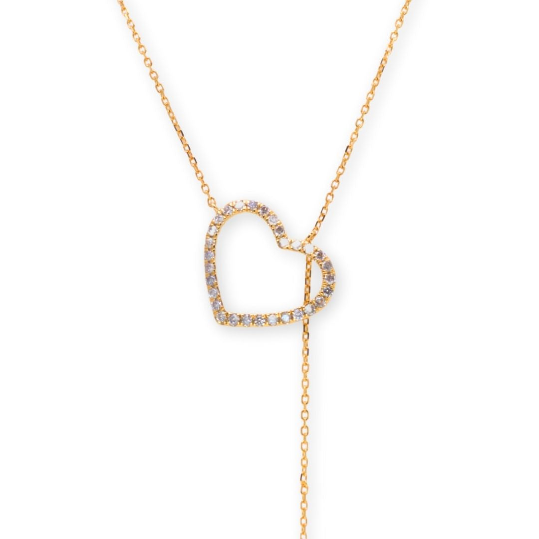 Double Heart Drop Round 0.26ct Diamond Necklace