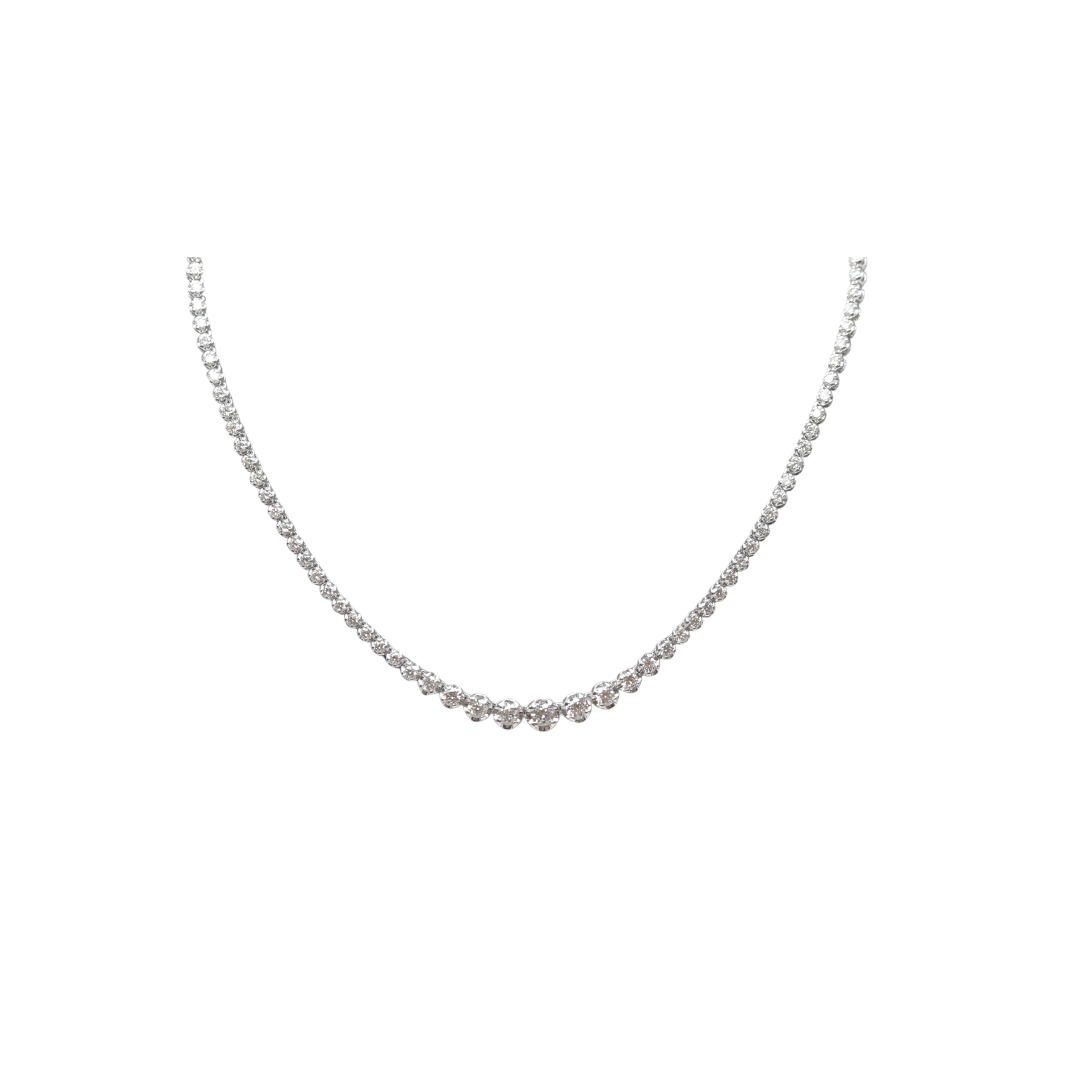 Platinum 900 Tennis - Graduated Round 5ct Diamond Necklace