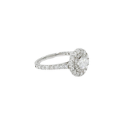 Platinum Halo Round Brilliant & Round Rose Cut 0.55ct Diamond Ring
