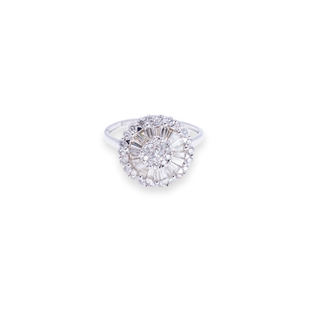 Round Round & Baguette 1ct Diamond Ring