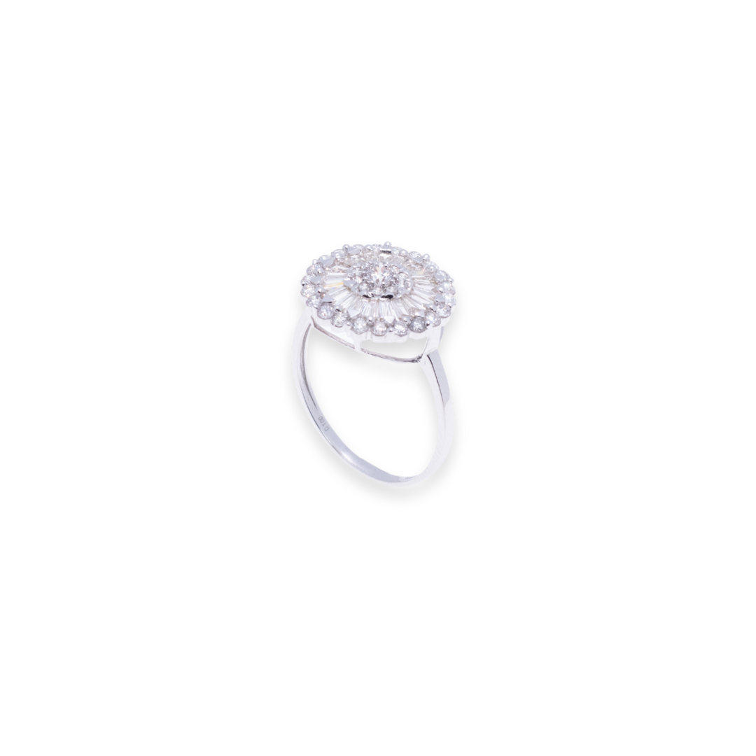 Round Round & Baguette 1ct Diamond Ring
