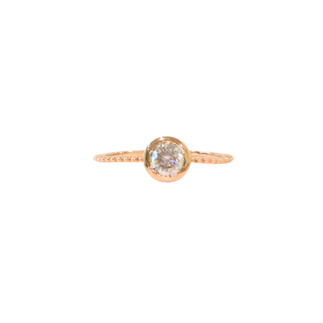 18K Rose Gold Bezel Round 0.568ct Diamond Ring