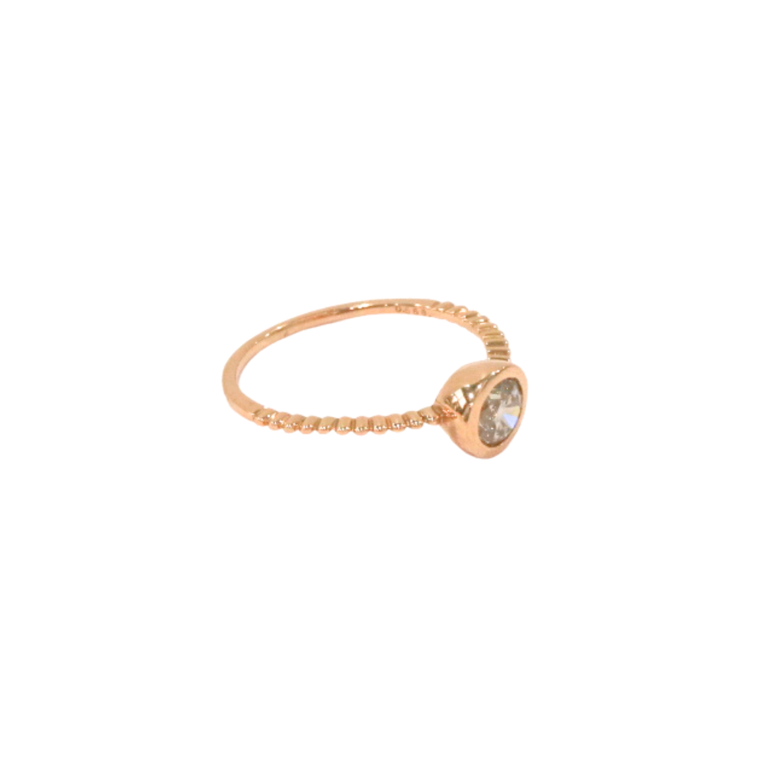 18K Rose Gold Bezel Round 0.568ct Diamond Ring