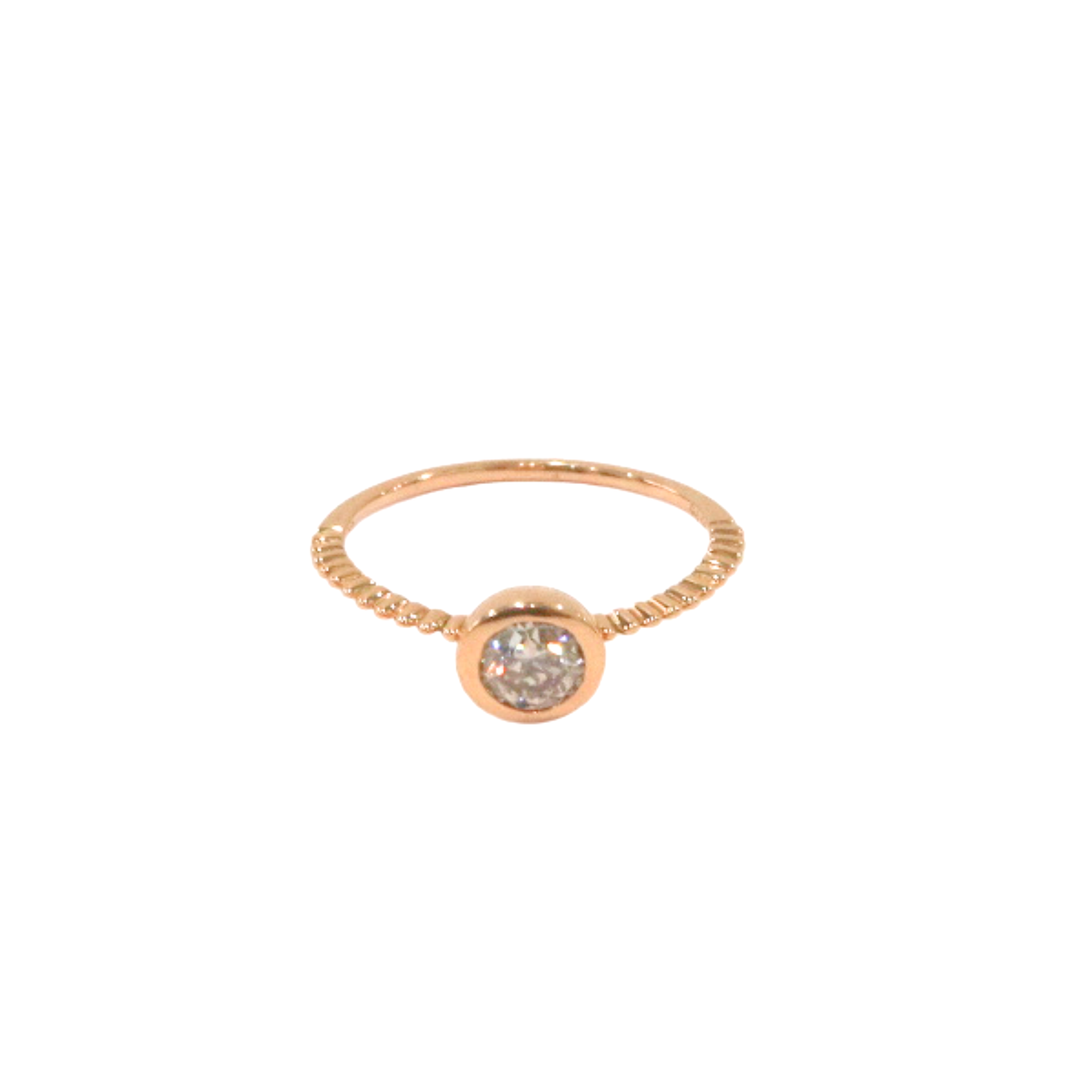 18K Rose Gold Bezel Round 0.568ct Diamond Ring