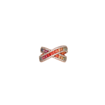 Load image into Gallery viewer, 18K Rose Gold Rainbow Crossover Round &amp; Princess 0.47ct Diamond &amp; 2.40ct Multi Stone Ring