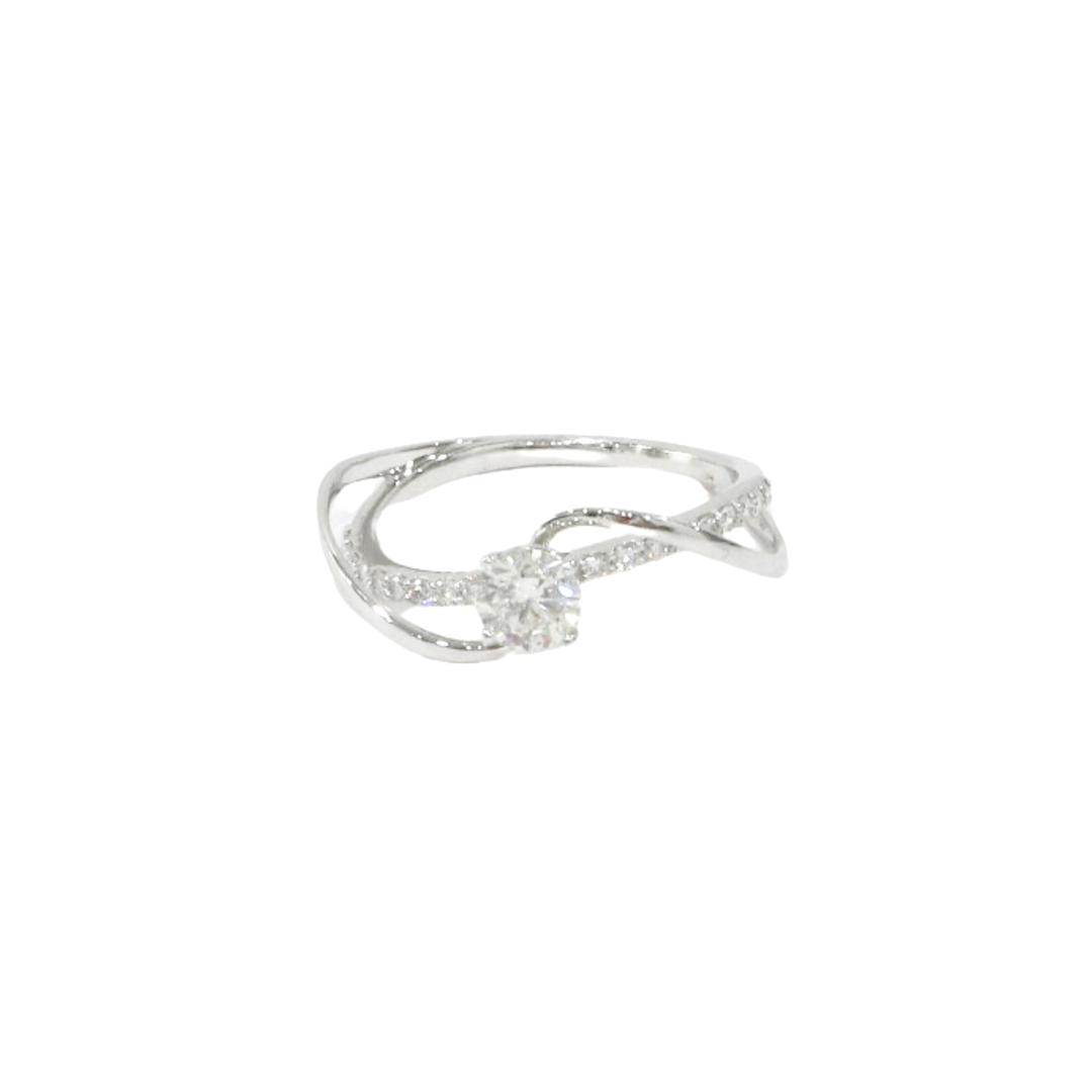 18K White Gold Twisted Round 0.42ct Diamond Ring
