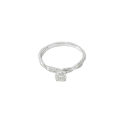 18K White Gold Twisted Solitaire with Pave Round 0.4ct Diamond Ring