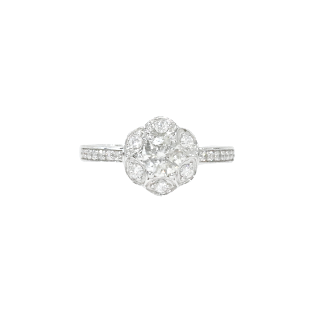 18K White Gold Solitaire Round Brilliant 0.47ct Diamond Ring