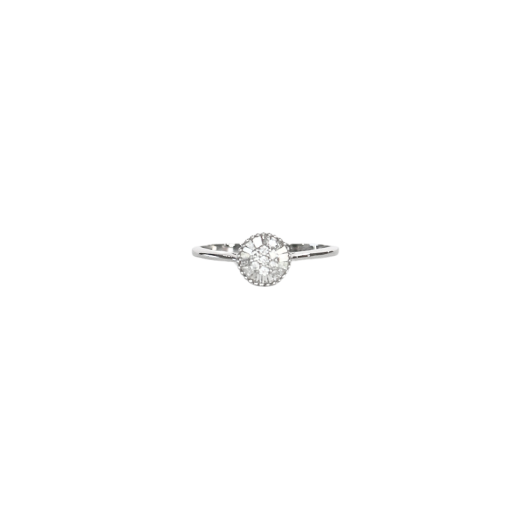 18K White Gold Dainty Round Round 0.13ct Diamond Ring