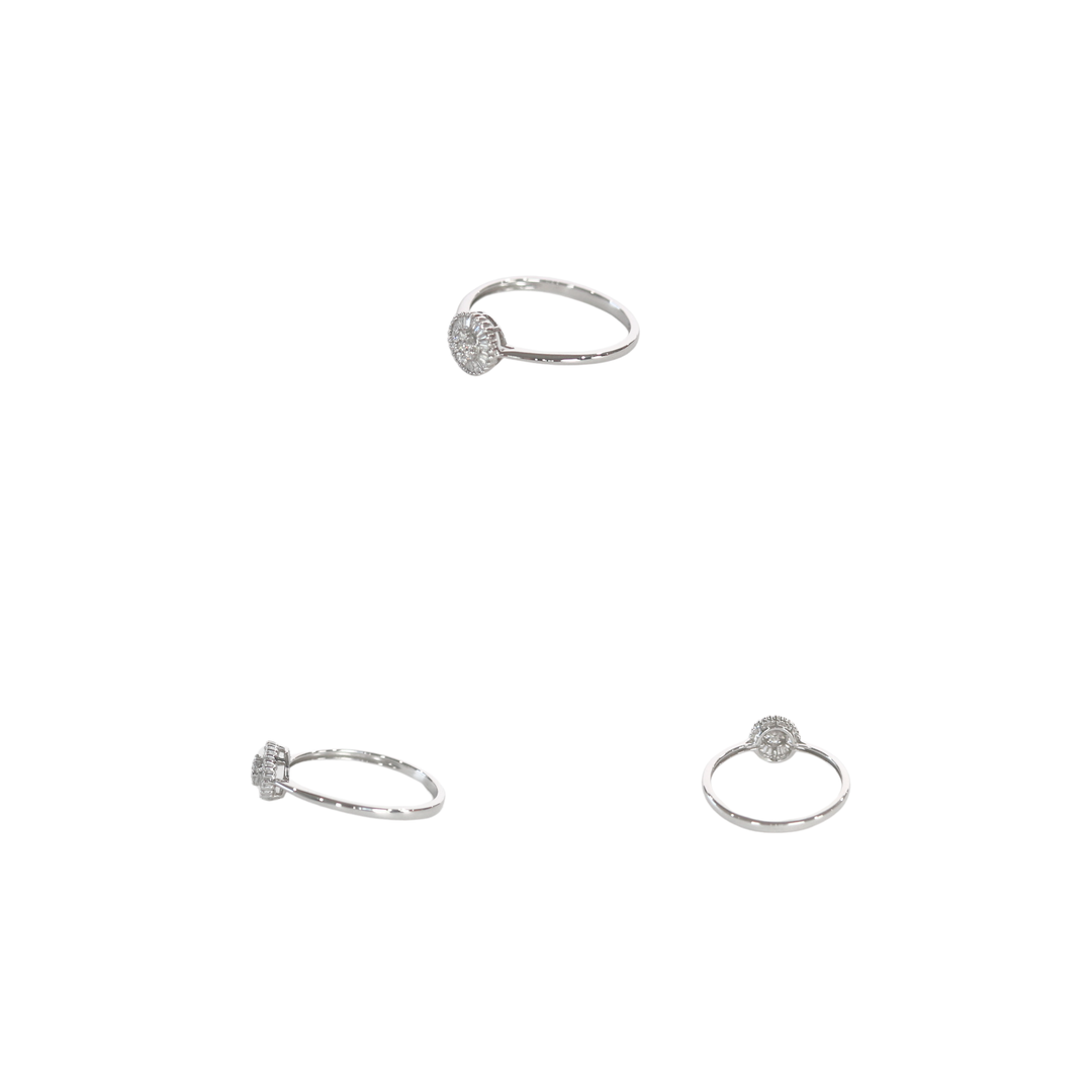 18K White Gold Dainty Round Round 0.13ct Diamond Ring