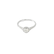 18K White Gold Pave - Halo Round 0.31ct Diamond Ring